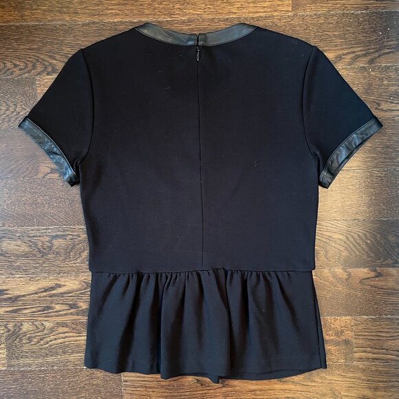 Fabulous Madewell Black Leather Trim Peplum Short Sleeve Top-Size XS - Picture 5 of 10